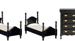 Dollhouse Miniature Single Bedroom Set, 6 pc, Black #T5769