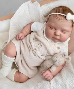 CHAREX Lifelike Reborn Baby Dolls – 22 Inch Sleeping Realistic Newborn Baby Girl with Soft Weighted Cloth Body, Real Life Baby Doll Peaches with Realistic Veins, Doll Gift Set for Kids Age 3+