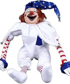 Creepy and Eerie Clown Doll for Halloween Decor, Scary Hanging Clown Ornament with Adjustable Arms, Non Woven Fabric, Perfect for Horror Themed Activities and Halloween Parties 2