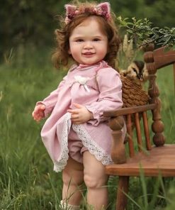 Pinky Reborn Baby Dolls 25 inch 65cm Silicone Vinyl Girls Reborn Toddler Baby Doll Rooted Hair Realistic Real Lifelike Looking Newborn Dolls for Age 3+