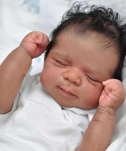 Reborn Baby Dolls Black, 19 Inch Lifelike African American Newborn Boy Doll That Look Real Weighted Soft Body and Curly Hair Christmas Birthday Gift for Kids Age 3 + 2