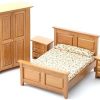 Melody Jane Dolls Houses Dollhouse Light Oak Country Bedroom Furniture Set 1:12 Scale 4 Piece