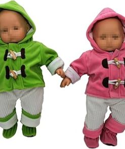 The Queen’s Treasures 15 Inch Baby Doll Clothes, Set of Two Complete Overall Outfits Pink & Green Jackets, Overalls, Shirt, Bootie Shoes, Compatible with American Girls’ Bitty Baby Twins 2