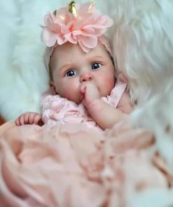 Wamdoll 19Inches Sweet Face Rooted Hair Lifelike Reborn Baby Doll in Soft Vinyl Realistic Newborn Girl Dolls Headband Floral, A Moment in My Arms, Forever in My Heart