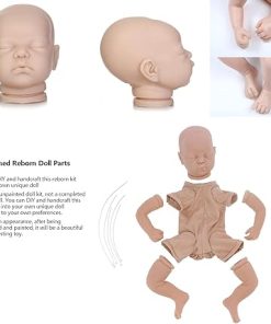 Reborn Doll, 19 Inch Simulation Reborn Doll Kit Baby Dolls Accessories, Unpainted Baby Doll Reborn Baby Dolls Kit with Limbs, Head, Cloth Body and Eyes, Body Baby Doll Supplies 2