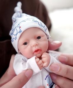 7 Inch Reborn Baby Doll ，Silicone Doll Boy Justin Mini Realistic Newborn Baby Dolls Silicone Full Body Stress Relief（Comes with an Additional Doll seat） 2