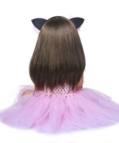 Realistic Baby Dolls Silicone Full Body Girl 22 inch Reborn Babies That Look Real Toddler Lifelike Dolls Long Hair Pink Dress for Girls Kids Birthday Gift 2