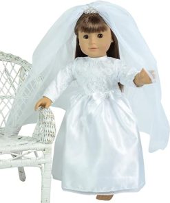 The New York Doll Collection Wedding Gown and Veil with Tiara for 18 inch Dolls