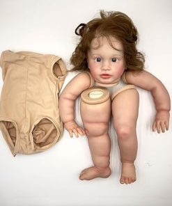 RXDOLL 26 Inch Reborn Baby Doll DIY Pippa Kits Already Painted Realistic Reborn Toddler Dolls Kits Cloth Body with Brown Hair DIY Accessories Supplies for Age 3+ 2