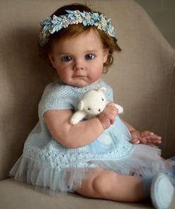 Angelbaby 24 inch Cute Real Reborn Baby Doll Toddler Girl Lifelike Sweet Soft Silicone Realistic Baby New Born Dolls with Real Life Rooted Hair Handmade Princess Dolls for Girl Play Toy Gifts