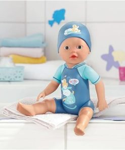 Baby Born 4001167832325 First Swim Boy Boy-30cm Doll with Fixed Costume and Hat-Wind Action-Can go in The Bath or Pool-Suitable for Children Aged 1+ years-832325 2