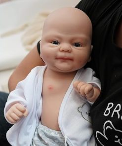 14″ Reborn Baby Boy, Full Silicone Baby Dolls, Realistic Soft Silicone Newborn Doll, Real Full Body Silicone Reborn Baby with Feeding Accessories