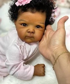 Anano Reborn Baby Dolls Black Girl Toddler 24 Inch Real Life African American Reborn Dolls Biracial Silicone Baby Doll Realistic Newborn Babies with Brown Skin