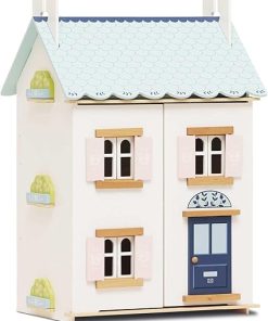 Le Toy Van – Blue Belle Wooden Doll House | Girls & Boys 3 Storey Wooden Dolls House Play Set – Suitable for Ages 3+