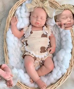 18-inch Loulou Reborn Baby Full Body Platinum Silicone Dolls Eyes Closed Sleeping Realistic Full Silicone Baby Dolls Girl Lifelike Big Doll with Pretty Yellow Suit 2
