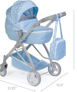 JC Toys – Berenguer Boutique | Deluxe Folding Sports Pram Stroller | Blue Royal Collection | for Dolls up to 20″ | Ages 3+ 2