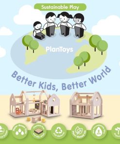 PlanToys Slide and Go Dollhouse – Chemical-Free Wooden Toy Featuring 3 Units with 20 Furniture Pieces 2