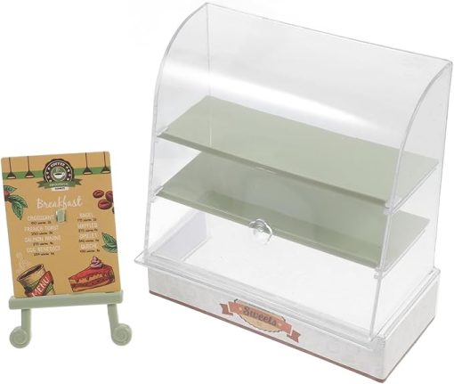 3pcs Miniature Cake Cabinet Door Cabinet Model 1:12 Cake Stand Counter Mini Food Shelf Dollhouse Bakery Display Case Miniature Bakery Case Dollhouse Bread Shop Model Cakes Abs - Image 2