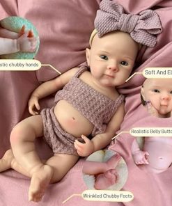 Reborn Baby Doll – 13 Inch Bettie, Anatomically Correct, Realistic Soft Silicone Doll with Dark Pink Bow Dress 2