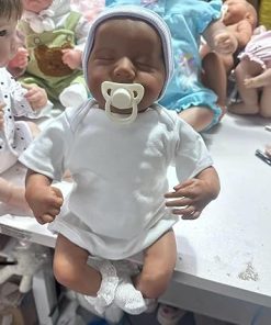 19 Inch Sleeping Girl Reborn Baby Dolls Real Life Soft Full Vinyl Poseable Body Realistic Newborn Baby Dolls with Toy Accessories for Children Age 3+ Gifts 2