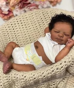 Zero Pam Black Reborn Baby Dolls Silicone Full Body-18 in Realistic Baby Doll, Black Reborn Dolls Girls, African American Full Silicone Doll, Real Life Newborn Babies with Accessories