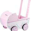 Wooden 26.5 x 39 x 46 cm Pink and White with Wheels 30-40, Baby Toy 3 Years, Doll’s Pram (46475), Carrito