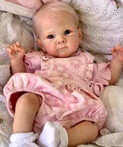 Reborn Baby Dolls Real Life Weighted Soft Cloth Body Lifelike Newborn Doll Girl, 18 Inch Handmade Blonde Hair Realistic Baby Doll with Feeding Accessories for Kids Age 3+