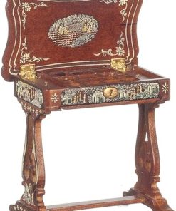 DolMelody Jane Dolls House Chinese Hand Painted Needlework Sewing Box Walnut 1:12 JBM Furniture