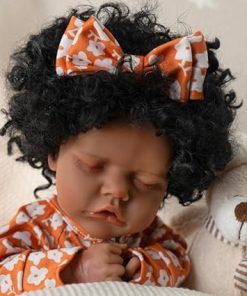 Jirachi Black Lifelike Reborn Baby Dolls, Full Body Vinyl Real Life Baby Girl, Realistic Reborn Babies with Feeding Set for Kids Age 3+ 2