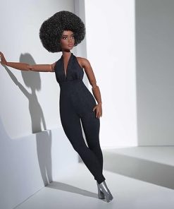 Barbie Signature Looks Doll (Curvy, Brunette) Fully Posable Fashion Doll Wearing Black Jumpsuit, Gift for Collectors 2