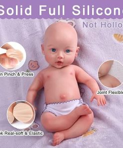 16.5 inch Realistic Full Silicone Baby Doll Can Drink Water,Lifelike Reborn Baby Dolls, Toy, and Collectible.Bald Girl 2