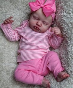 Pinky Reborn Eyes Closed 20inch Reborn Baby Dolls Girl Sleeping Realistic Newborn Baby Dolls Silicone Vinyl Bebe with Clothes and Toy Accessories