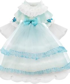 Set of Skirt Wigs Shoes Socks Accessories Full Set for 1/3 BJD Dolls Ball Jointed Dolls 22in – 24in 60cm (Blue and White) 2