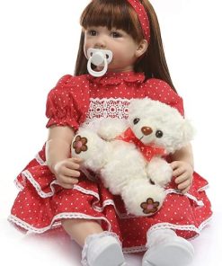 Ninonina Reborn Toddler Baby Dolls Girl 24 inch 60cm Beautiful Princess Doll Soft Body Looks Feels Real for Xmas Birthday Gift (Red)
