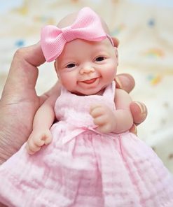 7 Inch Cute Silicone Baby Girl, Miniature Silicone Full Body Reborn Baby Doll,Realistic Newborn Doll with Complete Accessories 2