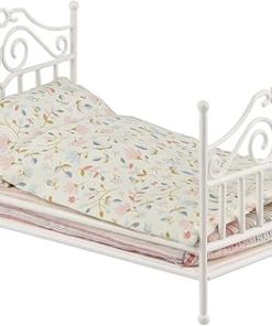 Metal Miniature Dollhouse Furniture Princess Bed Miniature Scene Props Size Suitable for 1:12 Scale Dollhouse Decoration Dollhouse Accessories Color White (White)
