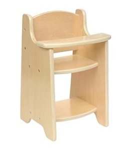 Environments Wooden Baby Doll Highchair Play Furniture, Natural Finish, Fits up-to 19.5-Inch Doll, Preschool, Kids Toy (Item # 900403)