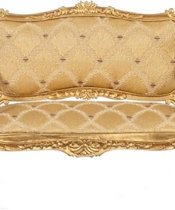 Dollhouse Miniature Louis XV Rococo Settee, Gold Finish #JJ07014G 2