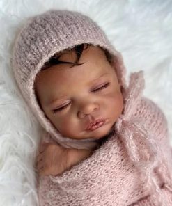 Zero Pam Reborn Baby Doll Black – 19inch Sleeping Baby Dolls Realistic Newborn African American Real Life Baby Dolls Lifelike Reborn Babies Weighted Soft Body with Accessories 2