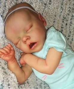 Lifelike Reborn Baby Dolls 17 Inch Full Body Vinyl Silicone Baby Doll Realistic Newborn Girl Silicone Sleeping Real Life Girl Poseable Dolls with Clothes Accessories for Kids Age 3+ 2