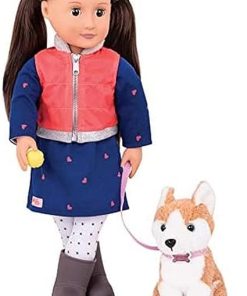 Our Generation- Leslie and Pet Husky- Accessories, Pets & 18 inch Dolls – for Girls Ages 3 Years & Up