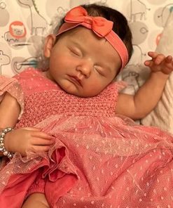 20inches Reborn Sleeping Baby Dolls Hand Rooted Hair Realistic Newborn Baby Dolls Soft Silicone Baby Doll with Clothes and Toy Accessories Gifts for The Children…