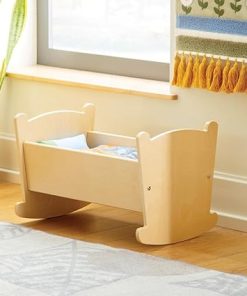 Kaplan Early Learning Wooden Doll Cradle with Pillow and Blanket for Role Playing, Bedding Styles May Vary 2