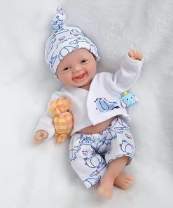 7 Inch Mini Silicone Baby, Reborn Baby Dolls Silicone Full Body Boy Theo, Realistic Newborn Baby Doll Real Life Miniature Baby Doll with Feeding Accessories&Gift Box