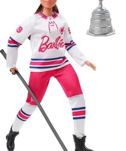 Barbie Winter Sports Hockey Player Brunette Doll, Curvy Shape (12 in) with Jersey, Helmet, Hockey Stick, Puck & Trophy, Great For 3 and Up