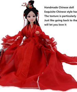 Chinese Asia Oriental Doll for Girls – Decoration With Bracket Shoes, Headdress for Birthday, Wedding, Valentine’s Day – Ages 15+ – Red 2