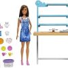 Barbie Relax and Create Art Studio, Doll (11.5 inches), 25+ Creation Accessories for Pottery Making & Painting, Kids 3 to 7 Years Old