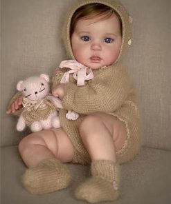 Zero Pam 20 inch Lifelike Reborn Baby Dolls Girl Eyes Open Silicone Newborn Doll with Realistic Veins Rooted Brown Hair Soft Cuddle Cloth Body Real Babies That Look Real Toys for Kids