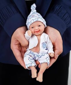 7 Inch Mini Silicone Baby, Reborn Baby Dolls Silicone Full Body Boy Theo, Realistic Newborn Baby Doll Real Life Miniature Baby Doll with Feeding Accessories&Gift Box 2