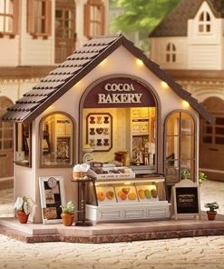Mini 3D Wooden Doll House Craft Model,DIY Miniature and Furniture Dollhouse Kit,Creative Room Idea for Valentine’s Day Birthday Gift (Bakery) 2